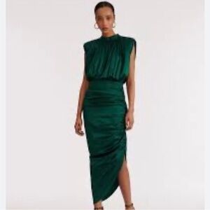 Veronica Beard Kendall Ruched Dress Green